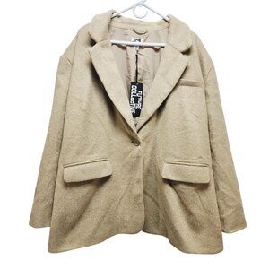Future Collective Womens Beige Wool Blend Blazer Jacket Size 2X  Pockets  Lining